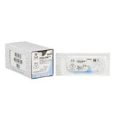 McKesson Suture with Needle Nonabsorbable Uncoated Blue Suture Monofilament Polypropylene Suture Size 3 – 0 18 Inch Suture 1-Needle 19 mm Length 3/8 Circle Reverse Cutting Needle, 1/BX