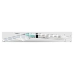McKesson Syringe with Hypodermic Needle McKesson Prevent 3 mL 22 Gauge 1 Inch Ultra Thin Wall Hinged Safety Needle, 100 EA/BX