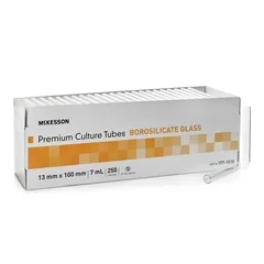 McKesson Test Tube Round Bottom Plain 13 X 100 mm 7 mL Without Color Coding Without Closure Glass Tube, 1000/CS
