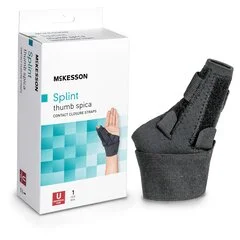 McKesson Thumb Splint Adult One Size Fits Most Hook and Loop Closure Left or Right Hand Black, 1/EA
