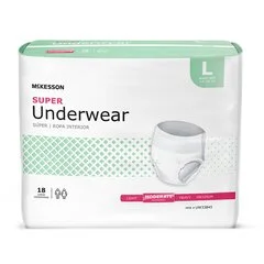 McKesson Unisex Adult Absorbent Underwear Pull On with Tear Away Seams Large Disposable Moderate Absorbency, 72 EA/CS
