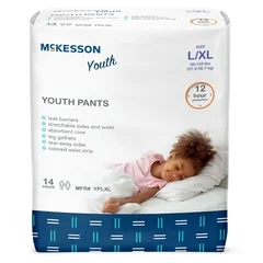 McKesson Unisex Youth Absorbent Underwear McKesson Pull On with Tear Away Seams Large / X-Large Disposable Heavy Absorbency, 56 EA/CS