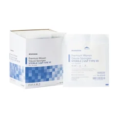 McKesson USP Type VII Gauze Sponge Cotton 8-Ply 4 x 4″ Square Sterile, 600 EA/CS