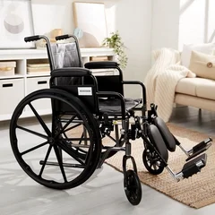 McKesson Wheelchair Padded, Removable Arm Style Composite Wheel Black 16 Inch Seat Width 250 lbs. Weight Capacity - Image 3