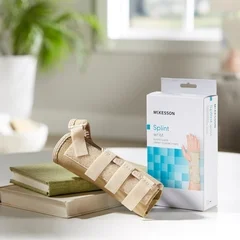 McKesson Wrist Brace Low Profile / Contoured / Wraparound Aluminum / Cotton / Elastic Left Hand Beige Small, 1/EA - Image 4