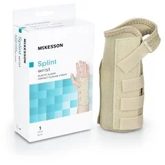 McKesson Wrist Brace Low Profile / Contoured / Wraparound Aluminum / Cotton / Elastic Left Hand Beige Medium, 1/EA