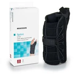 McKesson Wrist Brace with Thumb Spica Left Hand Black One Size Fits Most, 1/EA