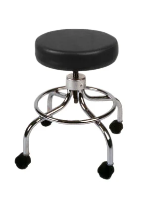 Mechanical mobile stool, no back, 18″ – 24″ H, black upholstery – 16-1102