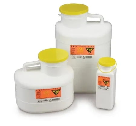 Medegen Medical Products LLC Chemo-Tainer Chemotherapy Sharps Container 2-Piece 1.7 Quart White Vertical Entry Lid – 930