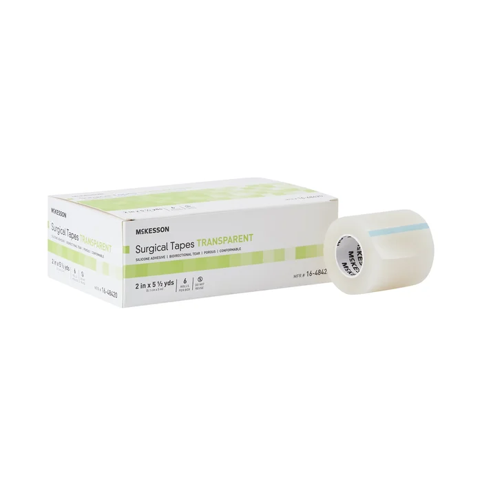 Medical Tape McKesson Transparent 2 Inch X 5-1/2 Yard Plastic / Silicone NonSterile