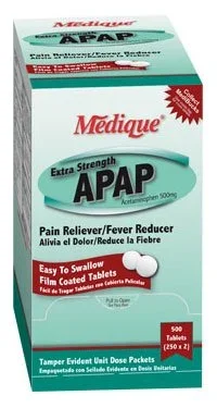 Medique Products APAP Pain Relief 500 mg Strength Acetaminophen Tablet 250 per Box – 17513