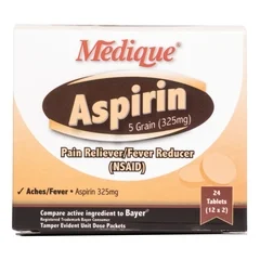 Medique Products Pain Relief 325 mg Strength Aspirin Tablet 24 per Box, 25/CS