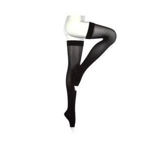 Mediven Comfort Thigh High with Beaded Silicone Band, 20-30 mmHg, Open Toe, Ebony, Size 3