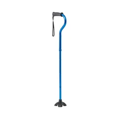 Medline 4U 4-Point Offset Folding Hybrid Cane, Blue