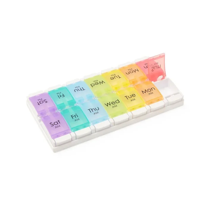 Medline 7-Day Pill Organizer with Easy Push Buttons – Multicolor – AM & PM