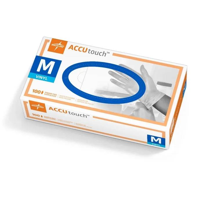 Medline Accutouch Powder Free Clear Vinyl Synthetic Exam Gloves