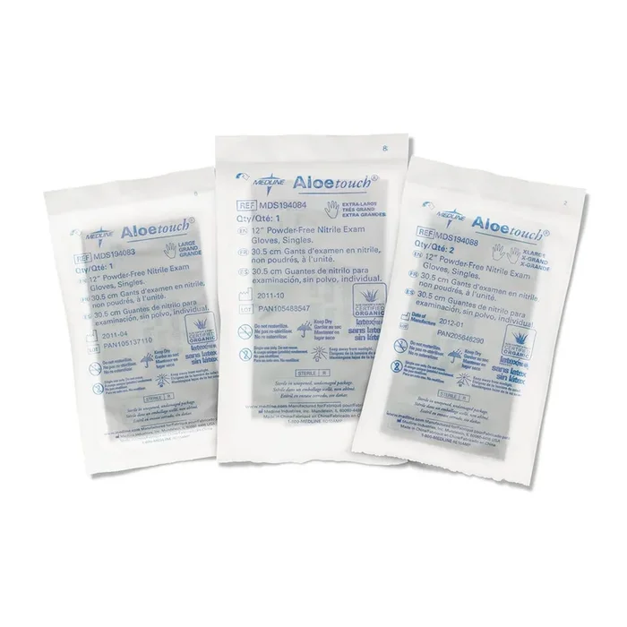 Medline Aloetouch 12″ Powder Free Nitrile Exam Gloves