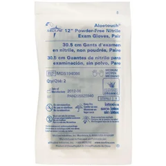 Medline AloeTouch Sterile 12 Powder-Free Nitrile Exam Gloves, Green, Medium, 50 PR/BX