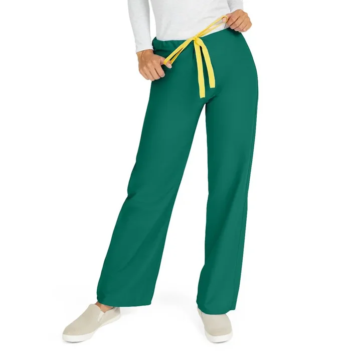 Medline AngelStat Unisex Reversible Drawstring Waist Scrub Pants With Angelica – Hunter Green