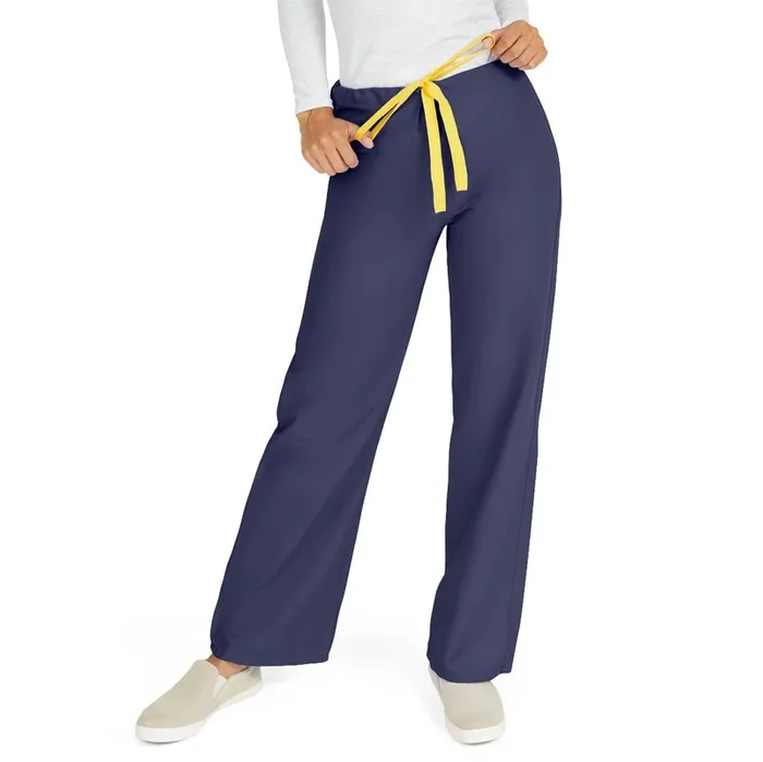 Medline AngelStat Unisex Reversible Drawstring Waist Scrub Pants With Angelica – Navy