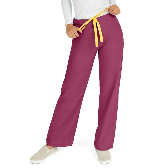 Medline AngelStat Unisex Reversible Drawstring Waist Scrub Pants With Medline – Raspberry
