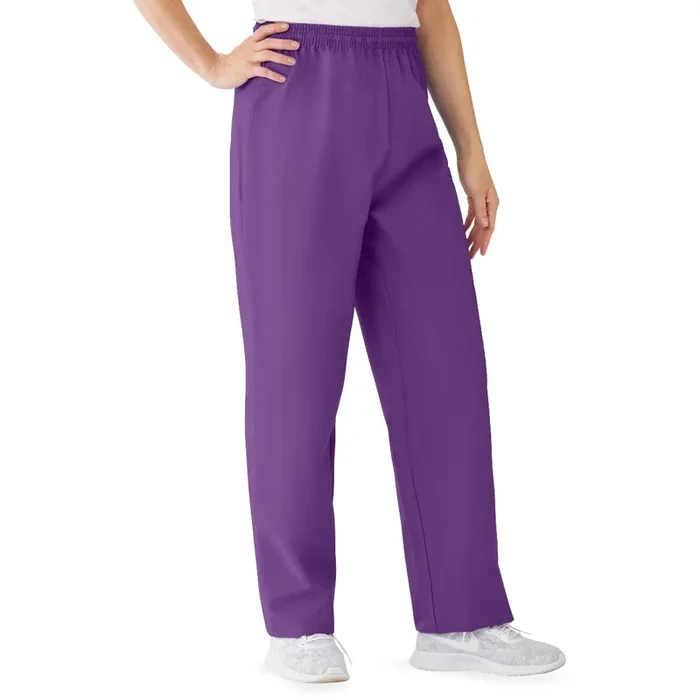 Medline AngelStat Women’s Elastic Waist Scrub Pants with Drawstring Purple