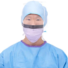 Medline ASTM Level 3 Anti-Fog Surgical Face Mask with Shield and Ties, Purple, 25 EA/BX