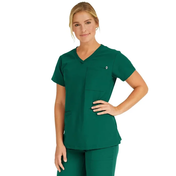 Medline Berkeley ave Women’s Stretch Fabric Tunic Scrub Top with 3 Pockets – Hunter Green