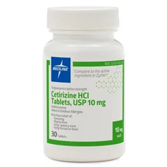Medline Cetirizine Tablets, 10 mg, 30/Bottle, 64 BT/CS