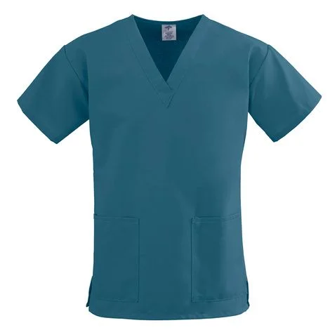 Medline ComfortEase Ladies V-Neck Two-Pocket Scrub Tops – Caribbean Blue