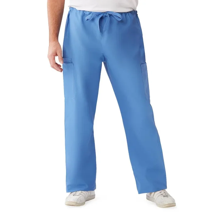 Medline ComfortEase Unisex Nonreversible Drawstring Cargo Scrub Pants – Ceil Blue