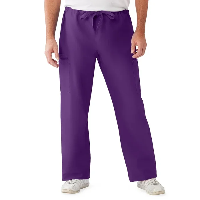Medline ComfortEase Unisex Nonreversible Drawstring Cargo Scrub Pants With Medline – Rich Purple