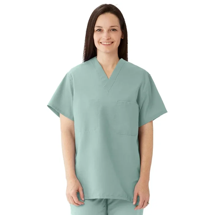Medline Comfortease Unisex Two Pocket Reversible Scrub Top With Medline – Seaspray