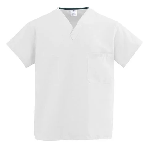 Medline ComfortEase Unisex Two-Pocket Reversible Scrub Tops – White