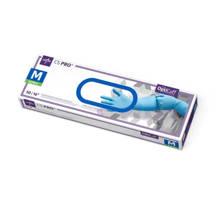 Medline CS Pro 16″ Cuff Nitrile Textured Exam Gloves