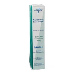 Medline Deluxe Nonsterile Nonwoven 4-Ply Gauze Sponges, 2 x 2, 200 EA/PK
