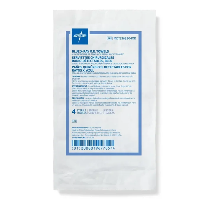 Medline Disposable X-Ray Detectable OR Towels 17” x 27” – Blue