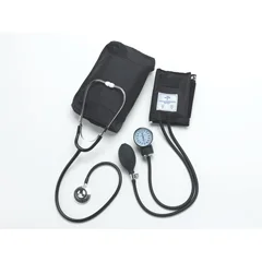 Medline Dual-Head Stethoscope and Handheld Aneroid Sphygmomanometer Combination Kit, Adult, Black, 1/EA