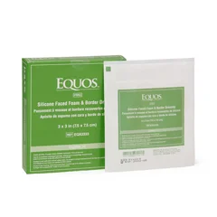 Medline EQUOS 5-Layer Square Foam Dressings with Silicone Adhesive, 1/EA