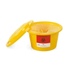 Medline Fluid Management Safety Basin with Splash Shield, Lid and Solidifier, Round, Yellow, 24 EA/CS
