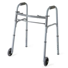 Medline Junior Walker, 2 Button, Folding, Basic, 5 Wheels, 4 EA/CS