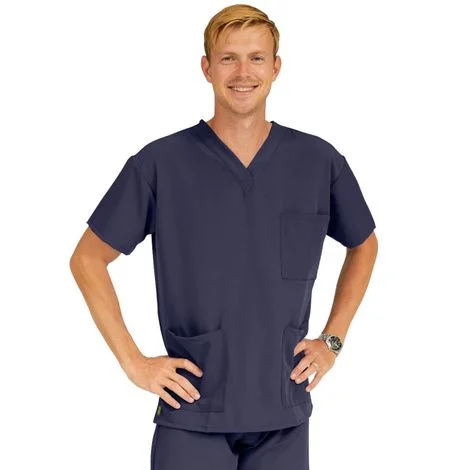 Medline Madison Ave Unisex Stretch Fabric Scrub Top with 3 Pockets – Navy