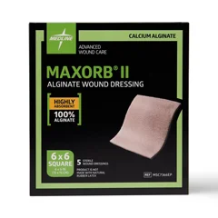 Medline Maxorb II Alginate Dressings, 6 x 6, in Educational Packaging, 50 EA/CS