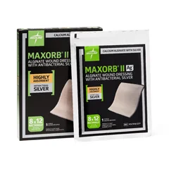 Medline Maxorb II Silver Alginate Wound Dressing in Educational Packaging, 8 x 12, 50 EA/CS