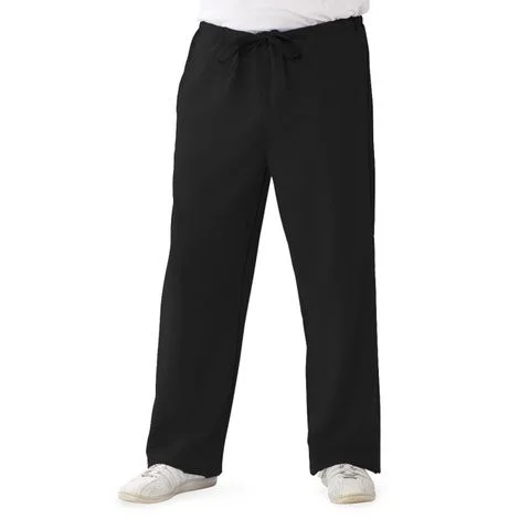 Medline Newport Ave Unisex Stretch Fabric Scrub Pants with Drawstring – Black