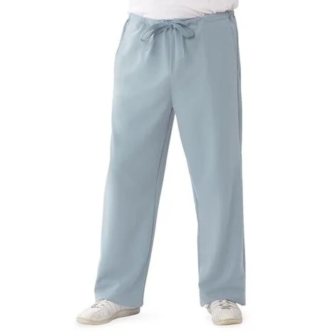 Medline Newport Ave Unisex Stretch Fabric Scrub Pants with Drawstring – Light Gray