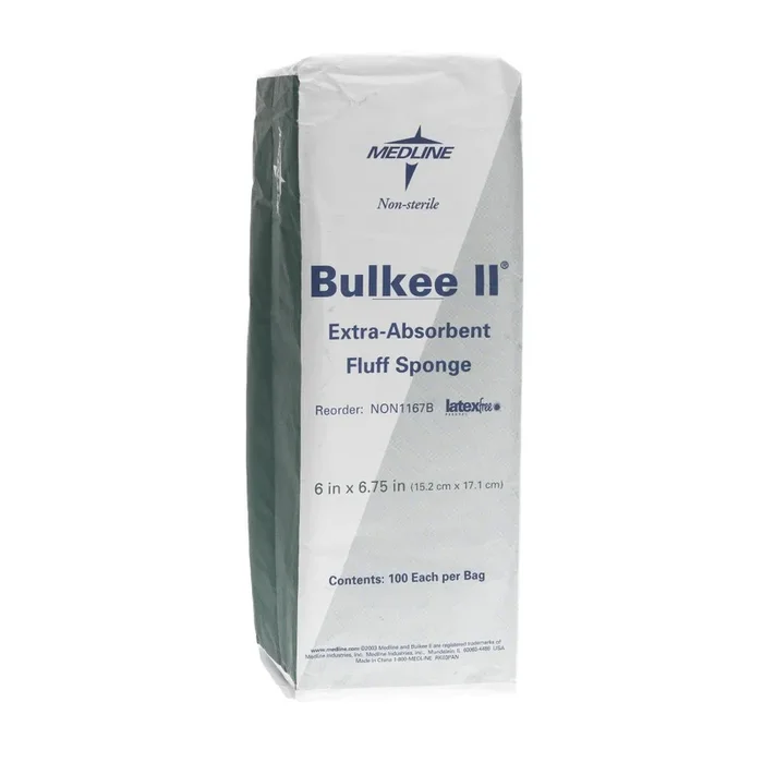 Medline Non-Sterile Bulkee II Extra Absorbent Super Fluff Sponge 6″ x 6.75″