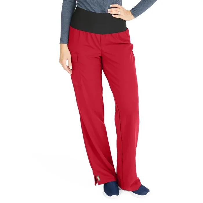 Medline Ocean Women’s Stretch Fabric Support Waistband Scrub Pants – Red