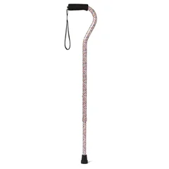 Medline Offset Cane, Polka Dot, Aluminum, 1/EA