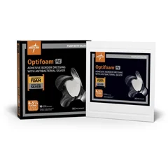 Medline Optifoam Ag+ Sacrum Adhesive Foam Dressings, 10 Each per Box